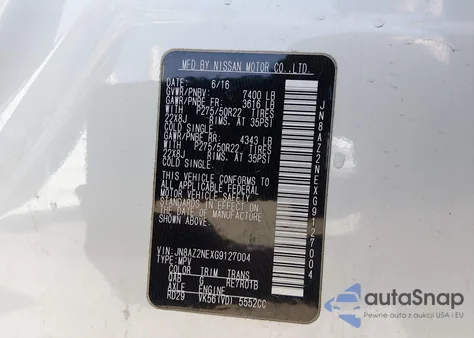 2016 Infiniti Qx80 Limited from USA, damaged, VIN JN8AZ2NEXG9127004